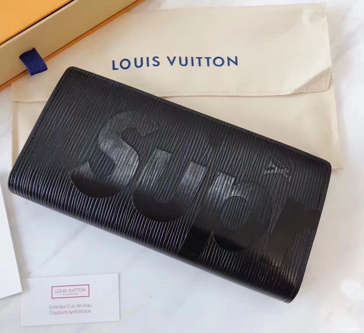 Official oldcobbler wallet Vuitton Louis Supreme 0808